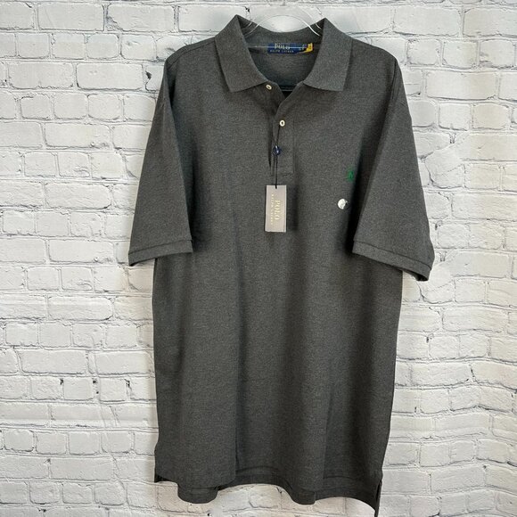 Polo Ralph Lauren Men's Classic-Fit Mesh‎ Ribbed Polo, Size XLT, Heather Grey - Picture 3 of 15